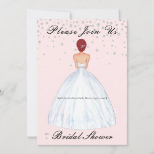 Red Hair Bride Illustration Diamonds Vrijgezellenf Kaart