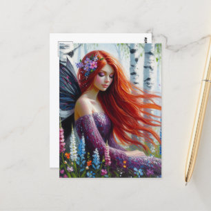 Red Hair Fairy beroemd gemaakt door Spring Birch F Briefkaart