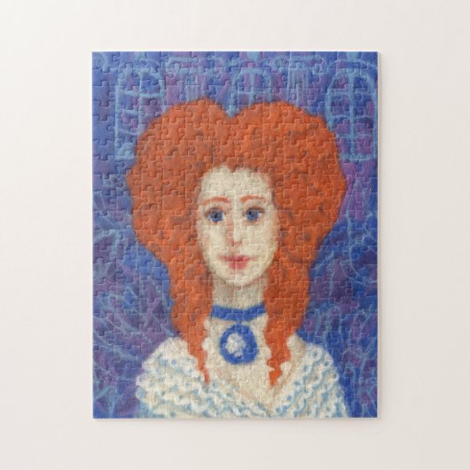 Red Hair, gember meisje rococo vezel blauw sinaasa Legpuzzel (Verticaal)