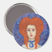 Red Hair, gember meisje rococo vezel blauw sinaasa Magneet (Voorkant / Achterkant)