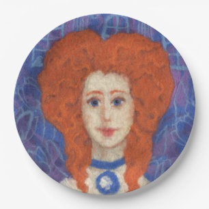 Red Hair, gember meisje rococo vezel blauw sinaasa Papieren Bordje