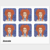 Red Hair, gember meisje rococo vezel blauw sinaasa Vierkante Sticker (Vel)