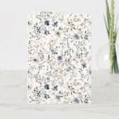 Red Hair Girl Blue Floral Christmas Kaart (Achterkant)