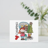 Red Hair Girl I Love Camping Briefkaart (Staand voorkant)