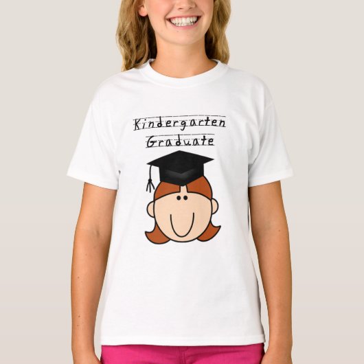 Red Hair GIrl Kindergarten Afstuderen overhemden T-shirt (Voorkant)