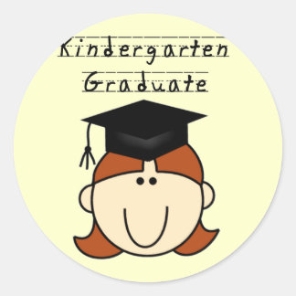 Red Hair Girl Kindergarten Afstuderen Ronde Sticker