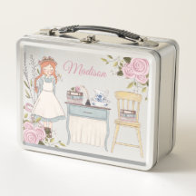 Red Hair Girl Pink Floral Victoriaans Books School