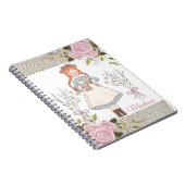 Red Hair Girl Pink Roses  Victoriaans Notitieboek (Rechterzijde)