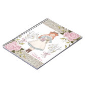 Red Hair Girl Pink Roses  Victoriaans Notitieboek (Linkerzijde)