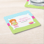 Red Hair Girl Slumber Party Kartonnen Onderzetters (Schuin)