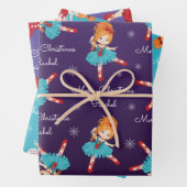 Red Hair Kerstmis Ballerina Inpakpapier Vel (In situ)
