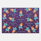Red Hair Kerstmis Ballerina Inpakpapier Vel (Voorkant)