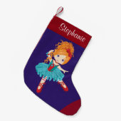 Red Hair Kerstmis Ballerina Kleine Kerstsok (Voorkant (Hangend))