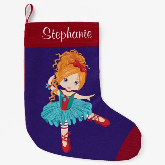 Red Hair Kerstmis Ballerina Kleine Kerstsok (Voorkant)