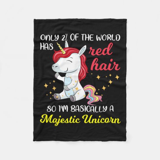 Red Hair Majestic Unicorn Funny Ginger Head Pride Fleece Deken (Voorkant)