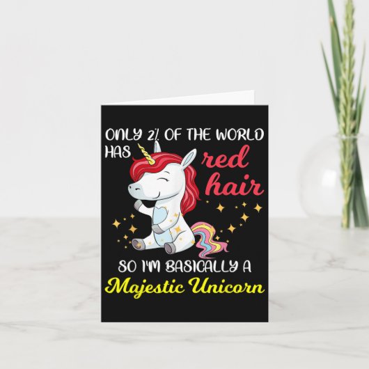 Red Hair Majestic Unicorn Funny Ginger Head Pride Kaart (Voorkant)