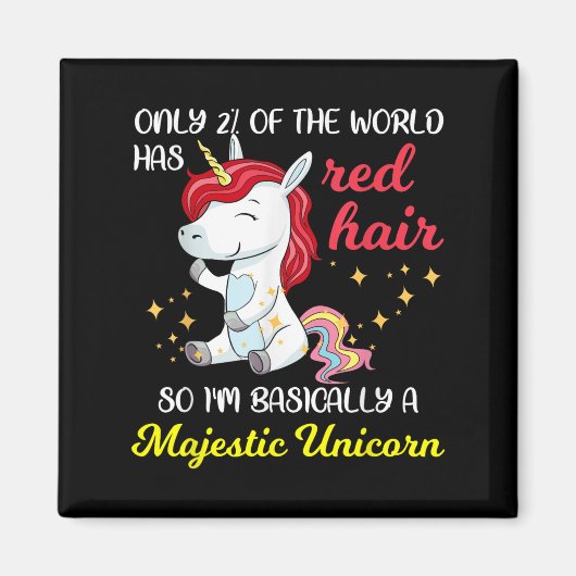 Red Hair Majestic Unicorn Funny Ginger Head Pride  Magneet (Voorkant)