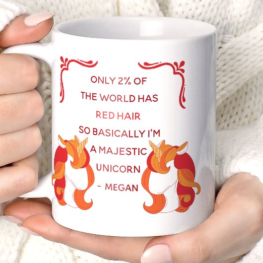 Red Hair Majestic Unicorn Funny Personalized Koffiemok