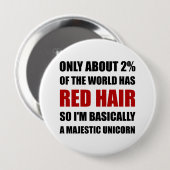 Red Hair Majestic Unicorn Ronde Button 4,0 Cm (Voorkant /achterkant)