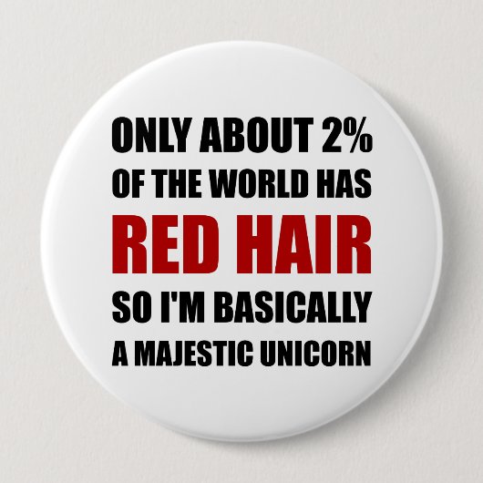 Red Hair Majestic Unicorn Ronde Button 4,0 Cm (Voorkant)