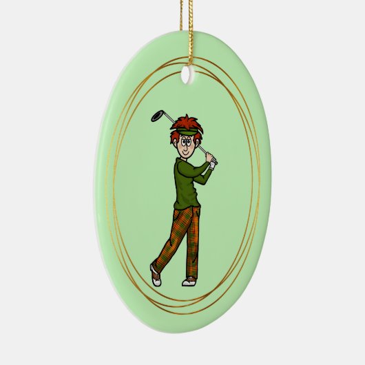 Red Hair Mannelijke Golfer Gepersonaliseerd Orname Keramisch Ornament (Rechts)