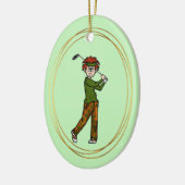 Red Hair Mannelijke Golfer Gepersonaliseerd Orname Keramisch Ornament (Links)