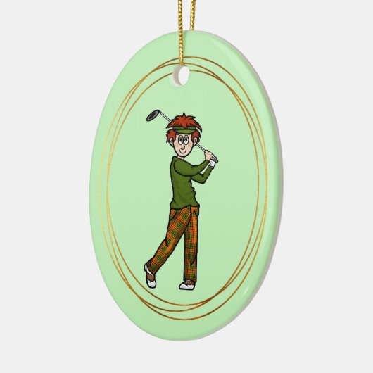 Red Hair Mannelijke Golfer Gepersonaliseerd Orname Keramisch Ornament (Links)