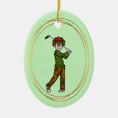 Red Hair Mannelijke Golfer Gepersonaliseerd Orname Keramisch Ornament (Voorkant)