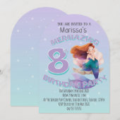 Red Hair Mermaid Age Birthday Party Invitation Kaart (Voorkant / Achterkant)
