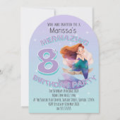 Red Hair Mermaid Age Birthday Party Invitation Kaart (Voorkant)