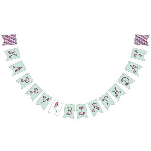 Red Hair Mermaid Birthday Bunting Banner (Alle)