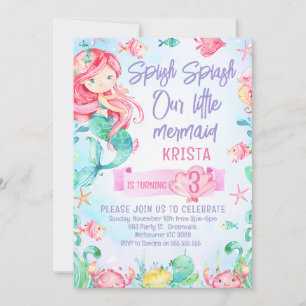 Red Hair Mermaid onder de uitnodiging van de Zee v