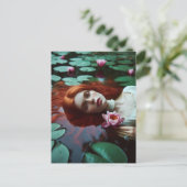 Red Hair Ophelia in een Lily Pond Briefkaart (Staand voorkant)