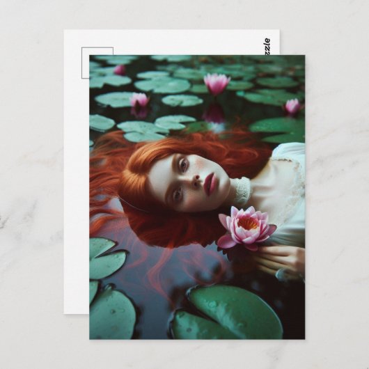 Red Hair Ophelia in een Lily Pond Briefkaart (Voorkant / Achterkant)