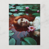 Red Hair Ophelia in een Lily Pond Briefkaart (Voorkant)