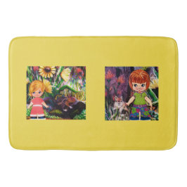 Red Hair Paper Dolls Bath Mat