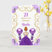 Red Hair Princess Paarse verjaardag Kaart (Gele Bloem)