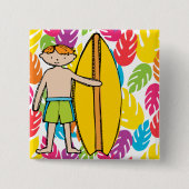 Red Hair Surfer Boy Button (Voorkant)