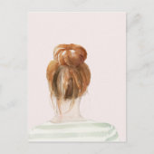 Red Hair Top Knot Bun Briefkaart (Voorkant)