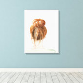Red Hair Top Knot Bun Canvas Afdruk (Insitu (Houten vloer))