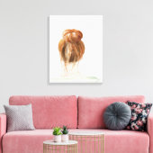Red Hair Top Knot Bun Canvas Afdruk (Insitu (Woonkamer))