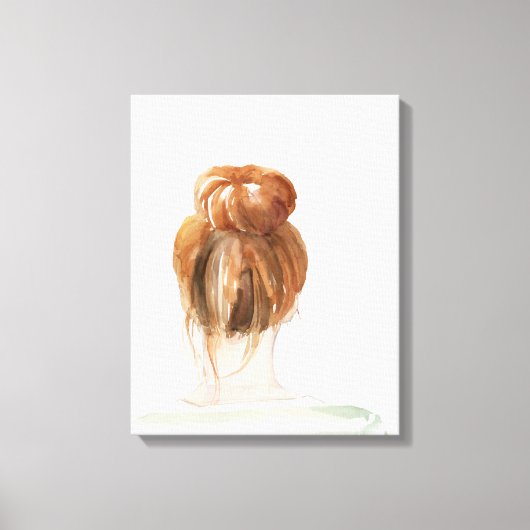 Red Hair Top Knot Bun Canvas Afdruk (Voorkant)