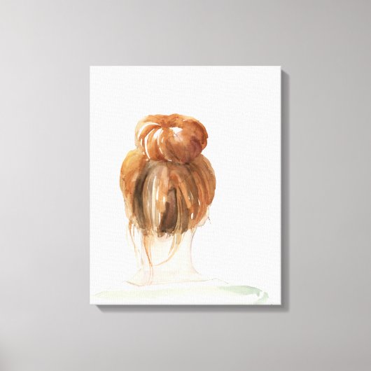 Red Hair Top Knot Bun Canvas Afdruk (Voorkant)