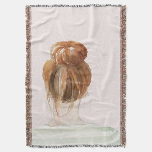 Red Hair Top Knot Bun Deken (Voorkant Verticaal)
