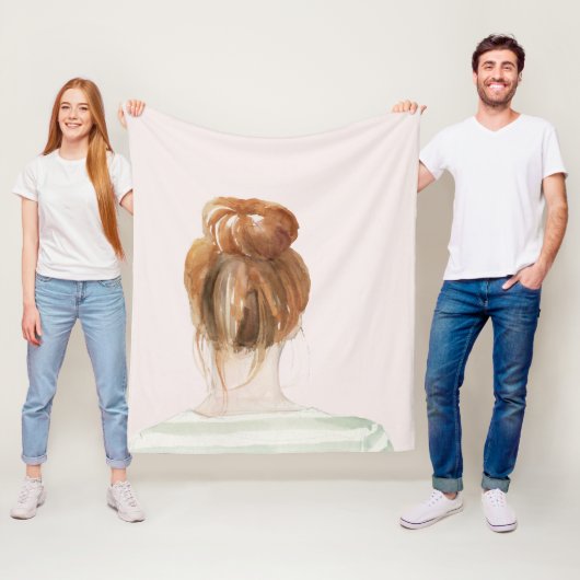 Red Hair Top Knot Bun Fleece Deken (In situ)