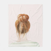 Red Hair Top Knot Bun Fleece Deken (Voorkant)