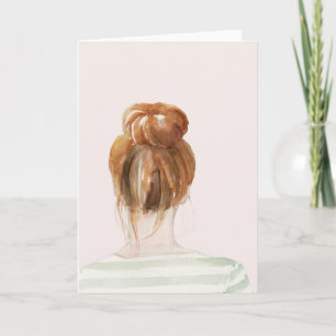Red Hair Top Knot Bun Kaart
