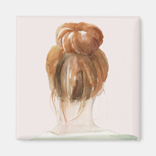Red Hair Top Knot Bun Magneet