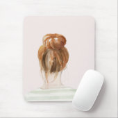 Red Hair Top Knot Bun Muismat (Met muis)