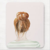 Red Hair Top Knot Bun Muismat (Voorkant)